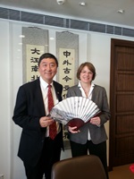 Dr. Christina Paxson (right), President, Brown University visited CUHK on 5 Dec 2013 and met up Prof. Joseph Sung (left).
